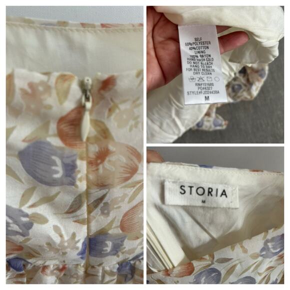 Storia Floral Femenine Romantic Babydoll Mini Dress M Fairy Coquette Spring - Picture 7 of 16